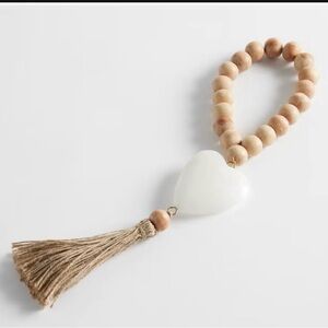 Pottery Barn Wooden Bead Heart Stone Decor